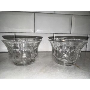 Vintage Clear Glass‎ Flared Sherbet Dish Thumb Dots & Vertical Lines Dansk?
